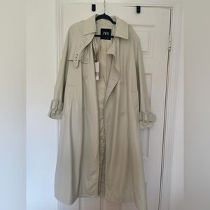 Zara cream leather trenchcoat